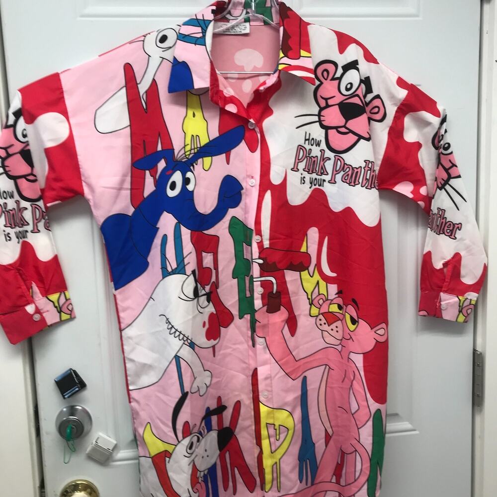 Long Sleeve Button down Pink Panther Blouse NOC3445